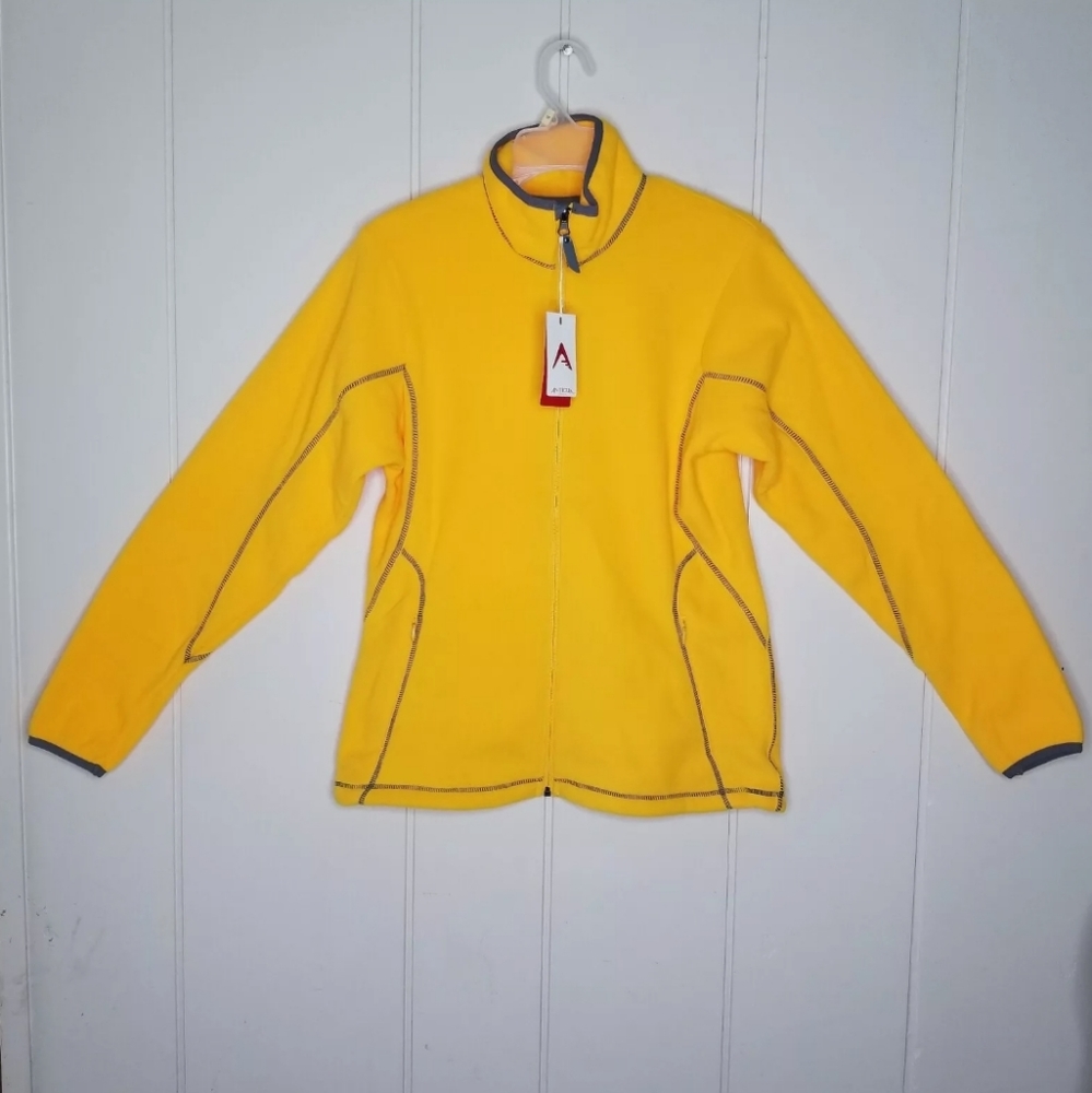 Antigua Womens size Small Gold Fleece Zip Up Ice Jacket
